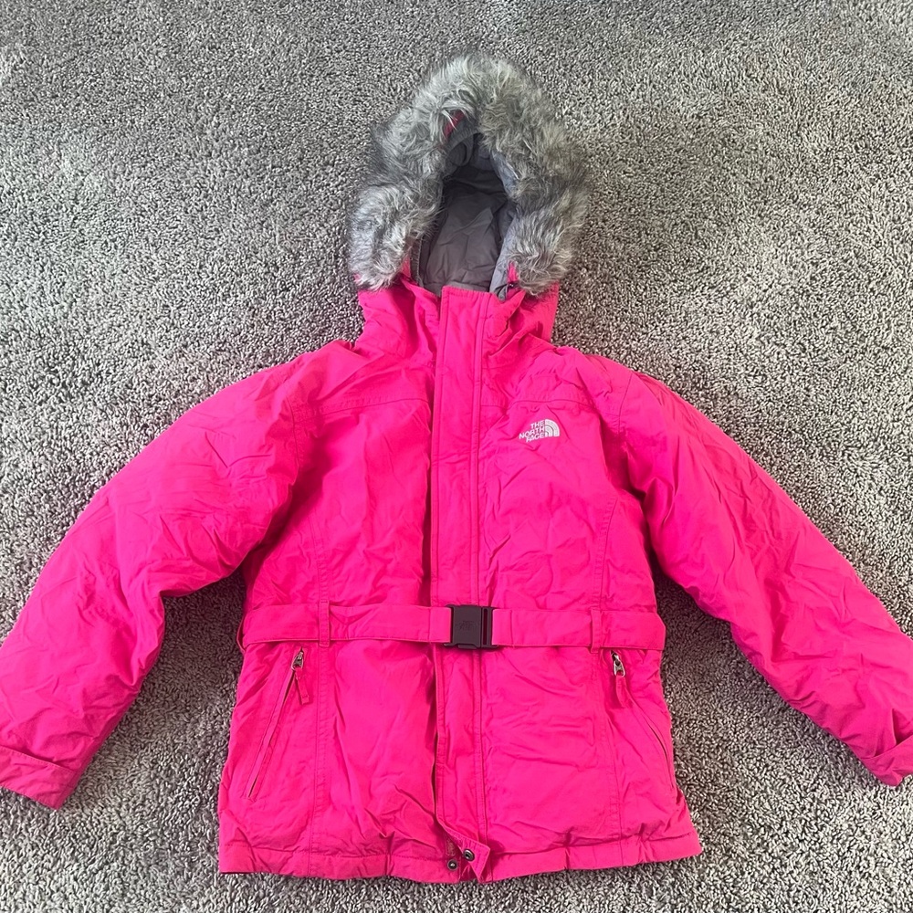 The North Face Pink Winter Jacket with Fur Hood